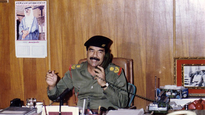 Saddam in his Office