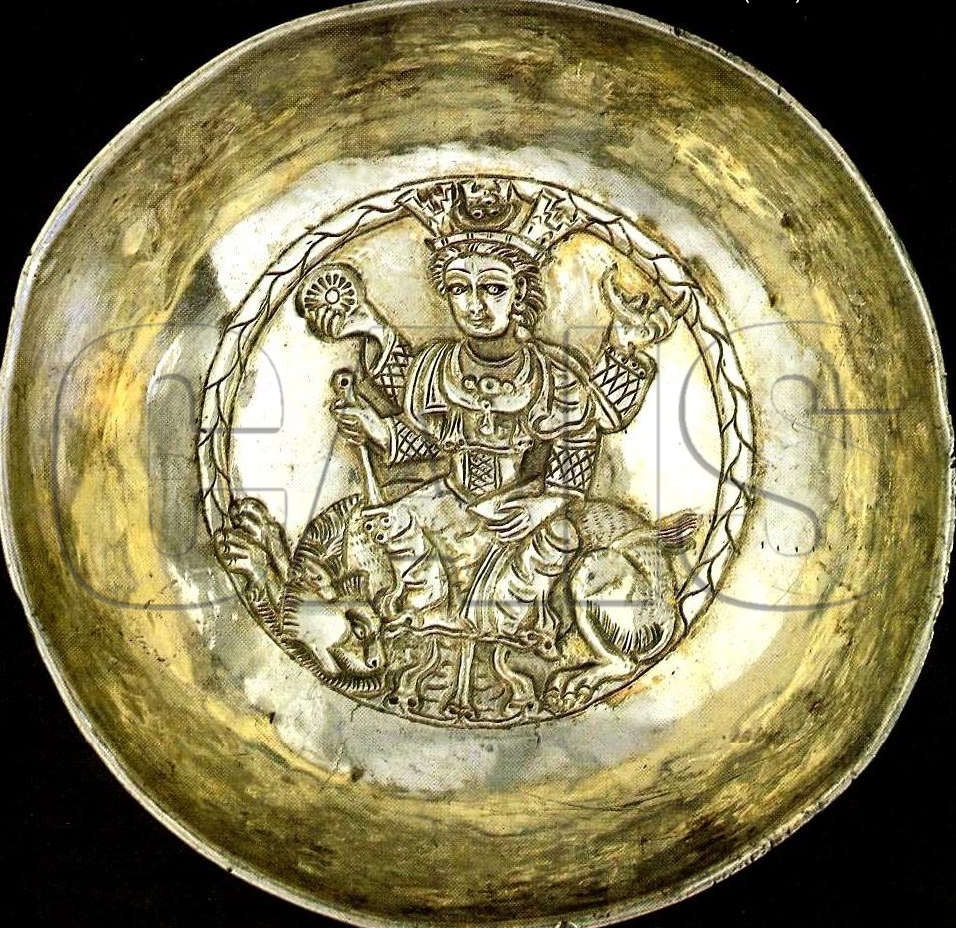 Sasanian Bowl-Anahita sit atop Lion