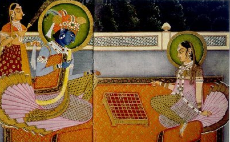 Chess-10-Krishna and Radha playing chaturanga